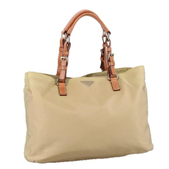 PRADA Tote Bag Nylon Beige Silver - Picture 1 of 16